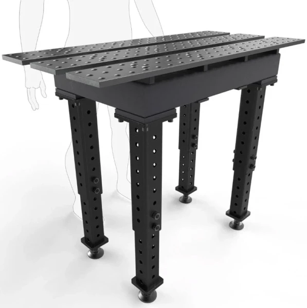 BuildPro 2' x 3' Slotted Welding Table, Standard Finish, Adjustable Heavy-Duty Legs, Table Surface Height 28.5" - 38.5" (TMR52238)