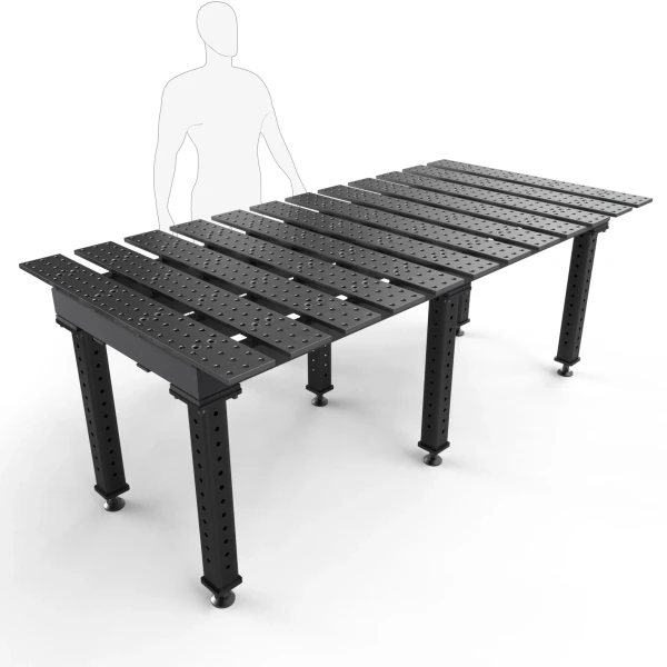 BuildPro 8' x 4' Slotted Welding Table, Nitrided Finish, Heavy-Duty Legs, Table Surface Height 30.5" (TMQB59446)