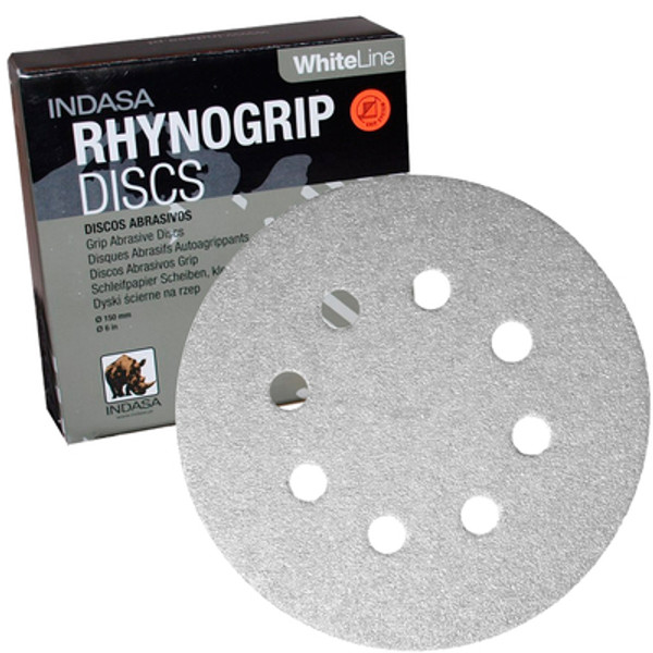 5" 8 Hole Rhynogrip Hook & Loop Discs (Box of 50) | 40 Grit AO | Indasa 55-40