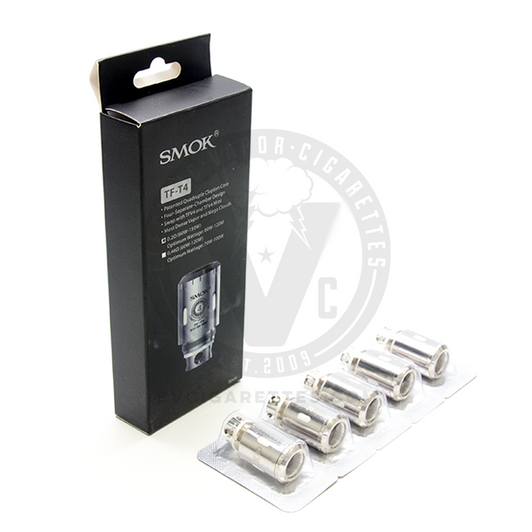 Each package of TFV4 atomizer coil heads includes five (5) coils, each in a stainless steel chassis. Each package of TFV4 atomizer coil heads includes five (5) coils, each in a stainless steel chassis.