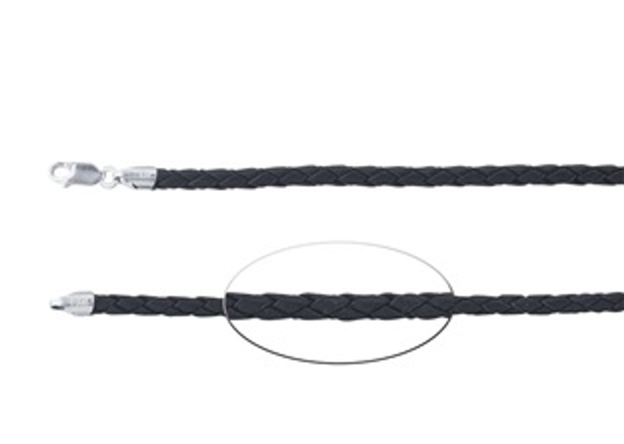 Black Braided Leather Cord Necklace 6927 available at Silver City Sarasota.