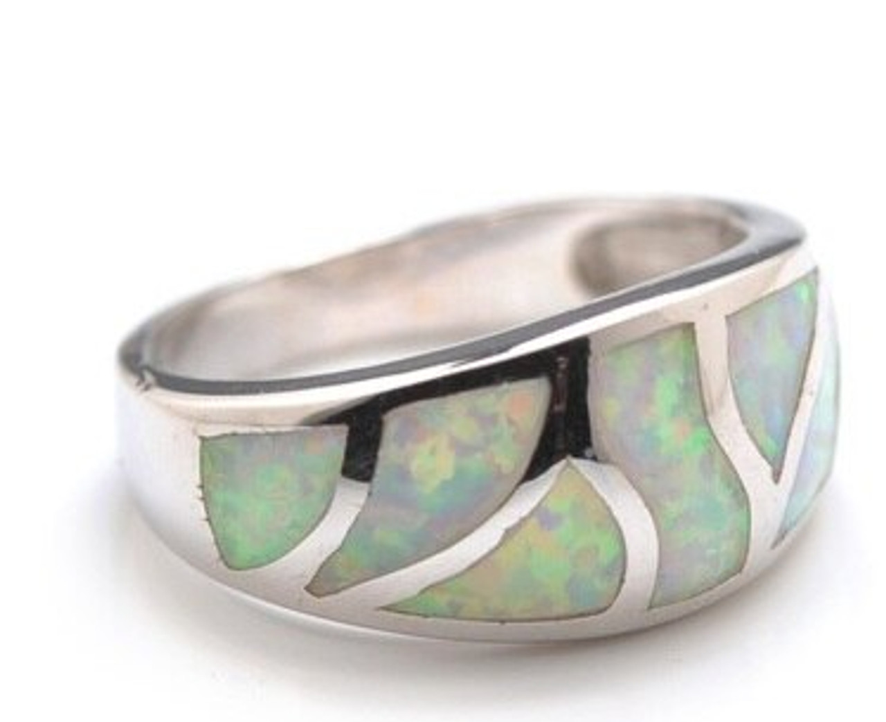 White opal shop inlay ring