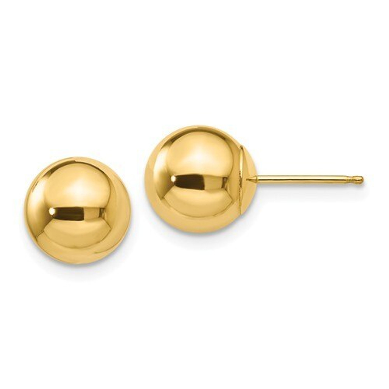 14k Gold Round Plain Bead Ball Stud Screw Back Earrings – Ioka Jewelry