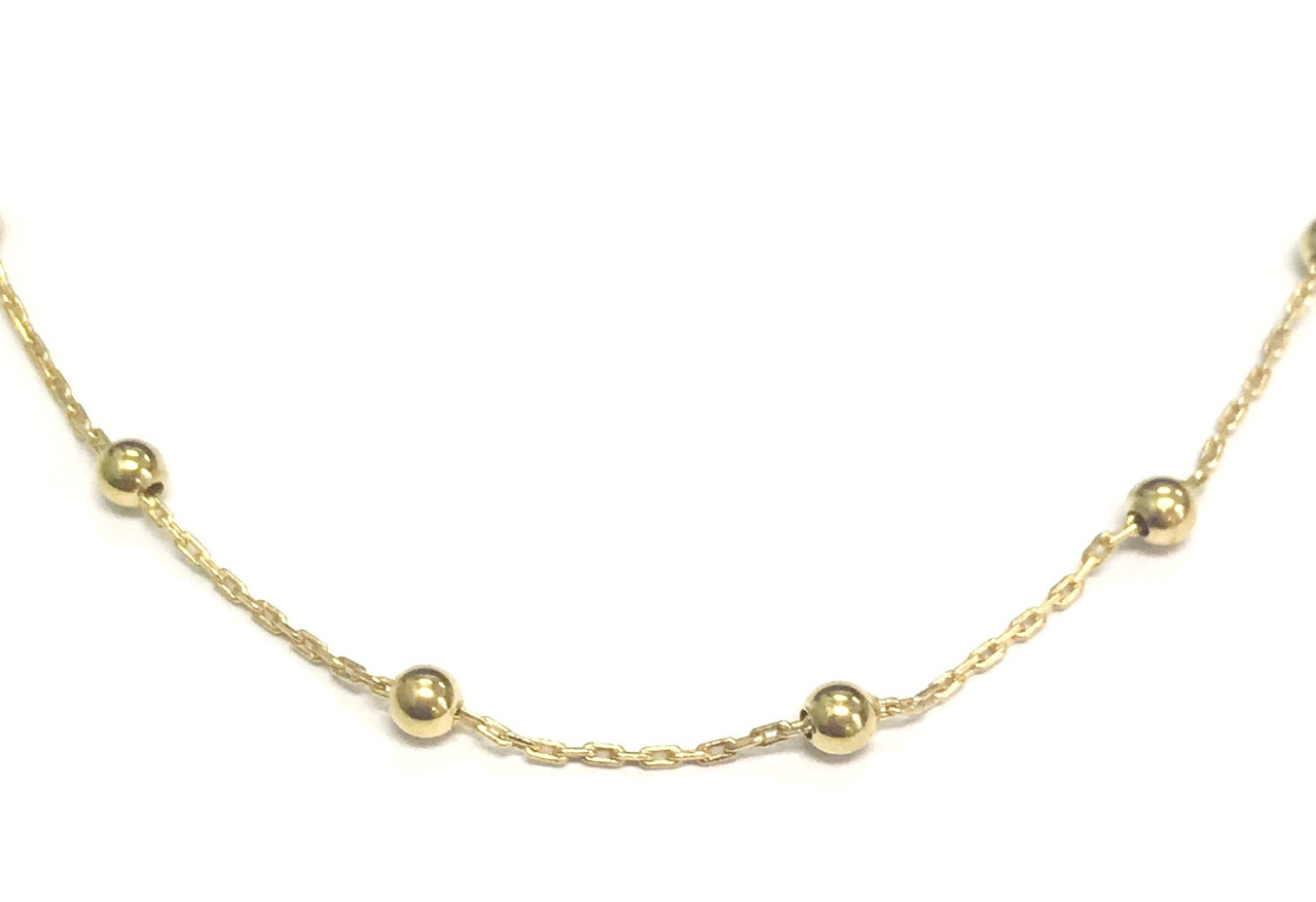 Gold Beaded Necklace | 14-karat 14 inch