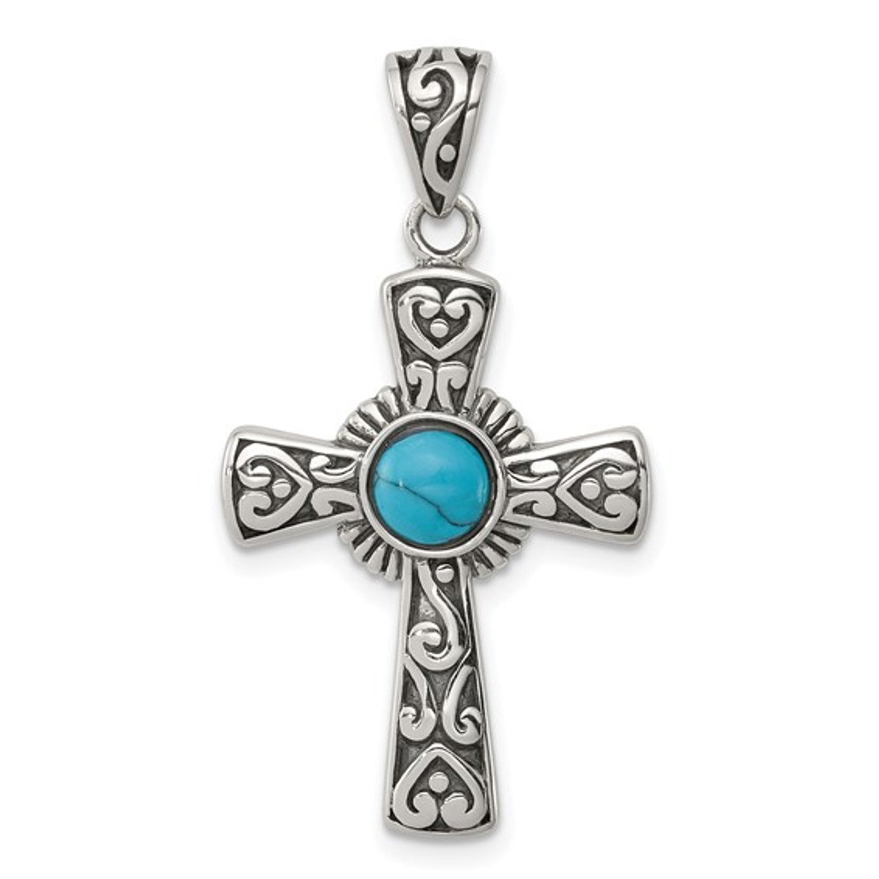 silver turquoise cross