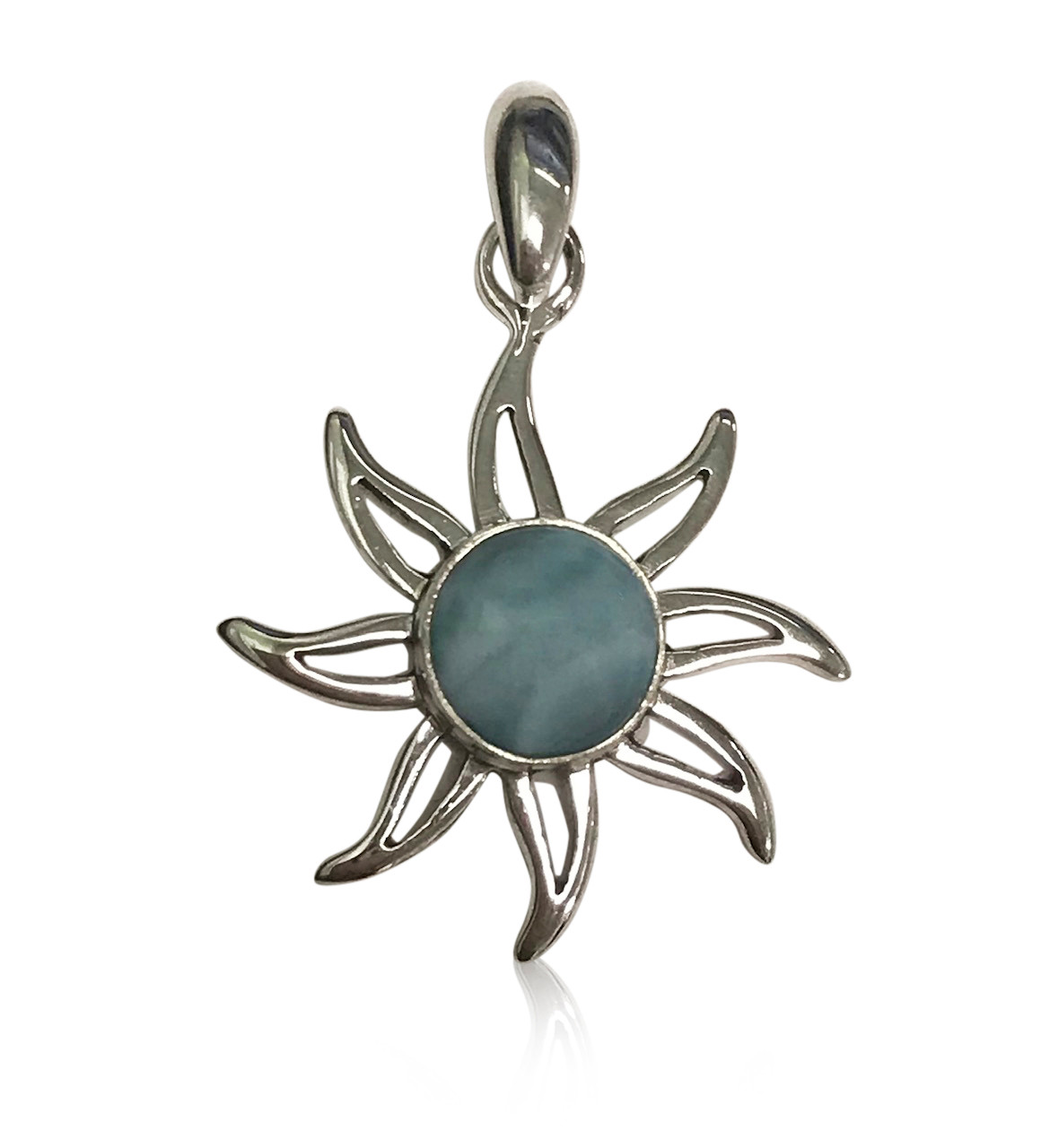 Sterling Silver and Larimar Sun Pendant 