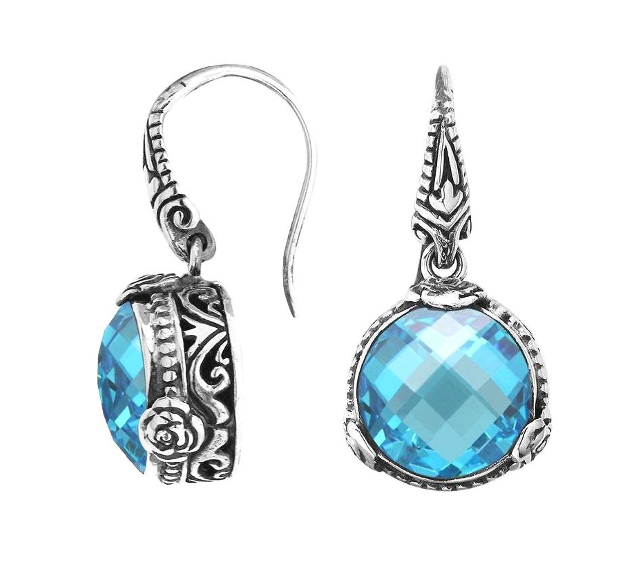 Silver blue topaz earrings BT6278