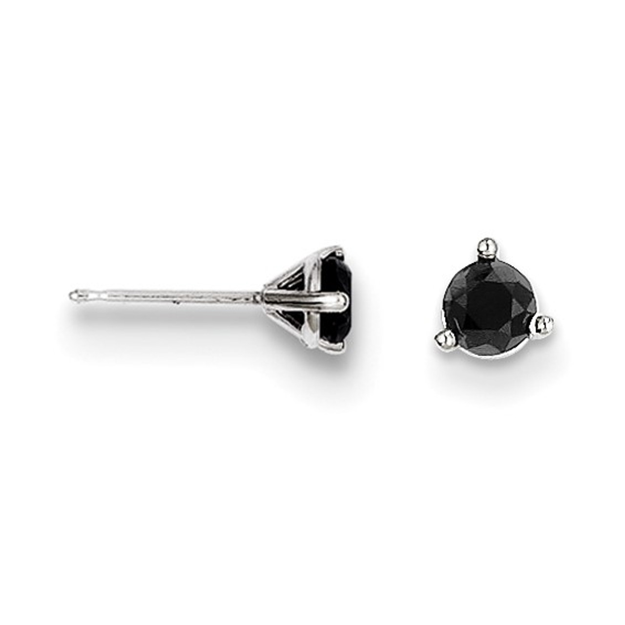 14k White Gold martini Setting .50ct Black Diamond Stud Earrings