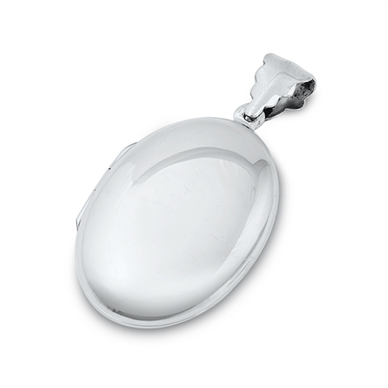 Sterling Silver Polished Oval Locket Necklace