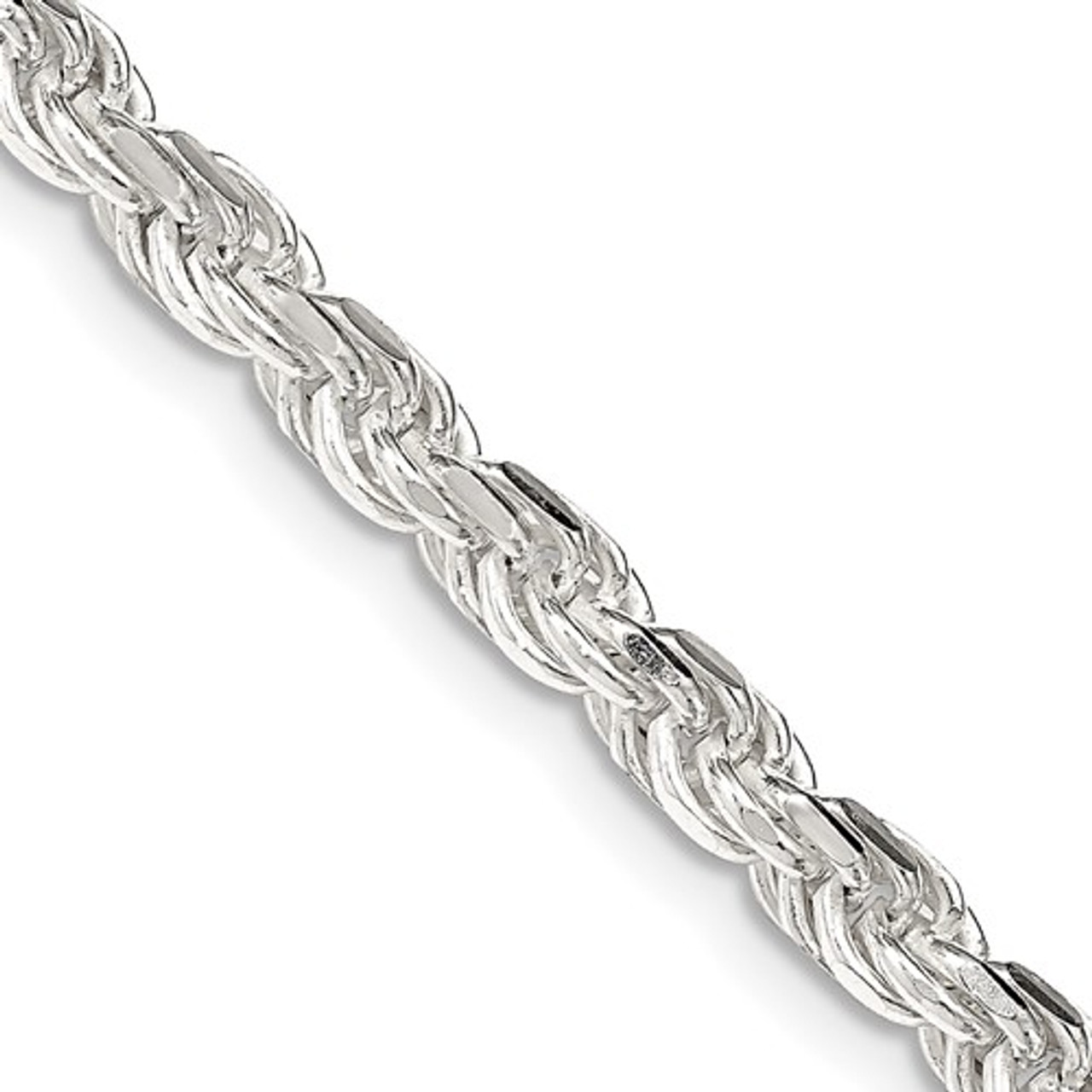 4mm Silver Rope Chain, Silver Chain for Men, Diamond Cut Rope