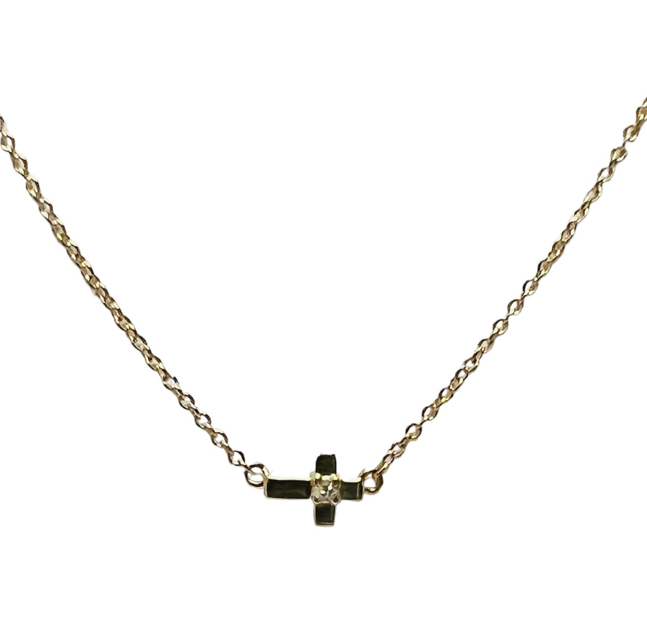 Dainty Diamond Sideways Cross Necklace | Takar Jewelry