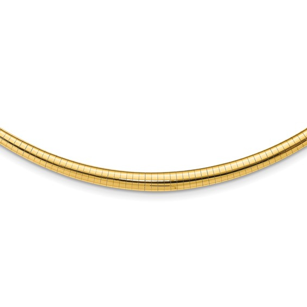 14k White Gold 3mm Domed Omega Necklace 16 Inches | Sarraf.com