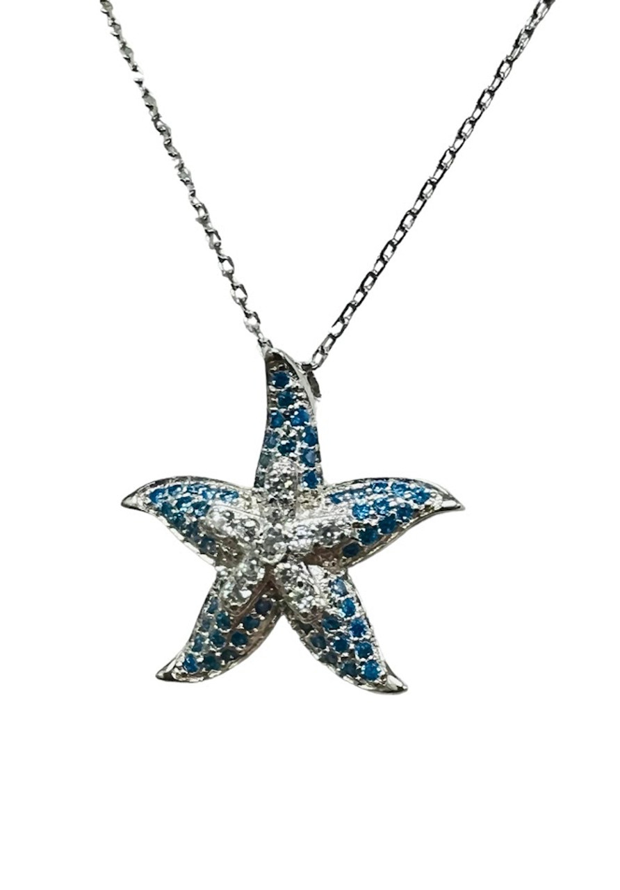 18ct White Gold Diamond Starfish Pendant | Buy Online | Free Insured UK  Delivery