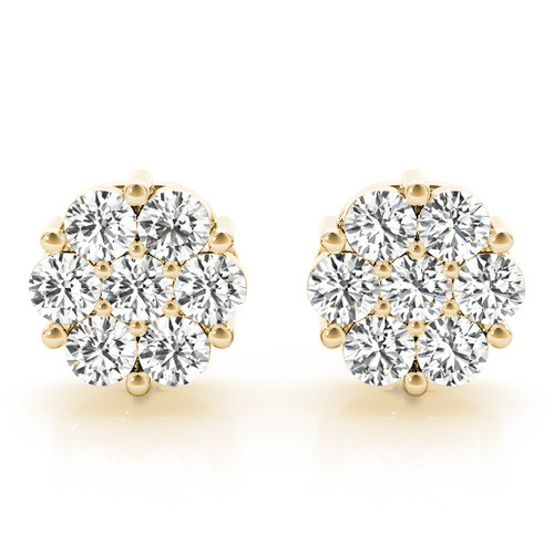 14 K Yellow Gold Cluster Diamond 3/4 CTW Post Earring 40658