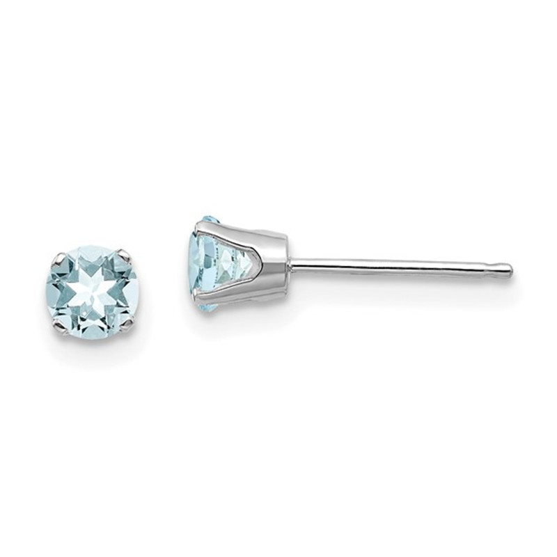 Aquamarine 6x4MM Diamond Oval Halo Stud Earrings in 14k Solid Gold