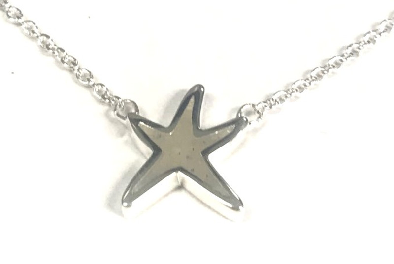 TEENYTINY™ Enhanced Blue Diamond Accent Starfish Necklace in Sterling Silver  - 17