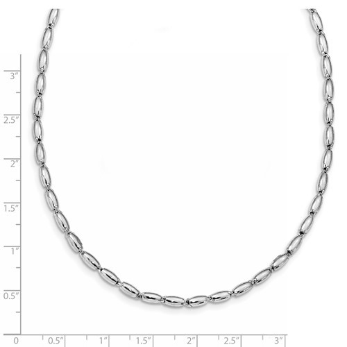 Sterling Silver Polished Rice Bead Necklace with 2 in extension QLF958