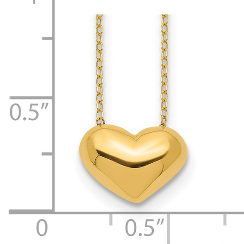 14K Yellow Gold Puffed Heart Charm