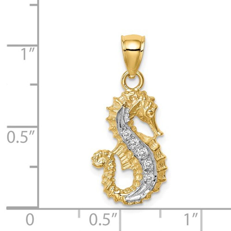 14K Yellow Gold Diamond Seahorse Pendant YC839 |Silver City Sarasota