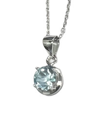 Sterling Silver Round Brilliant Cut Blue Topaz Necklace BT144 available at Silver City Sarasota.