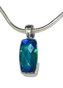 Silver SK Watercolor Gemstone (TM) Rectangle Pendant. Chain Sold Separately SKP5102 available at Silver City Sarasota.