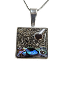 Sterling silver Eclipse on Turtle beach with abalone shell pendant necklace EC482024 available at www.Silvercitysarasota.com