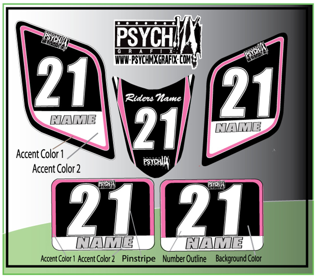 ATV Number Graphics Sticker Set / PsychMxGrafix / Layered Graphics / Black, Pink & White