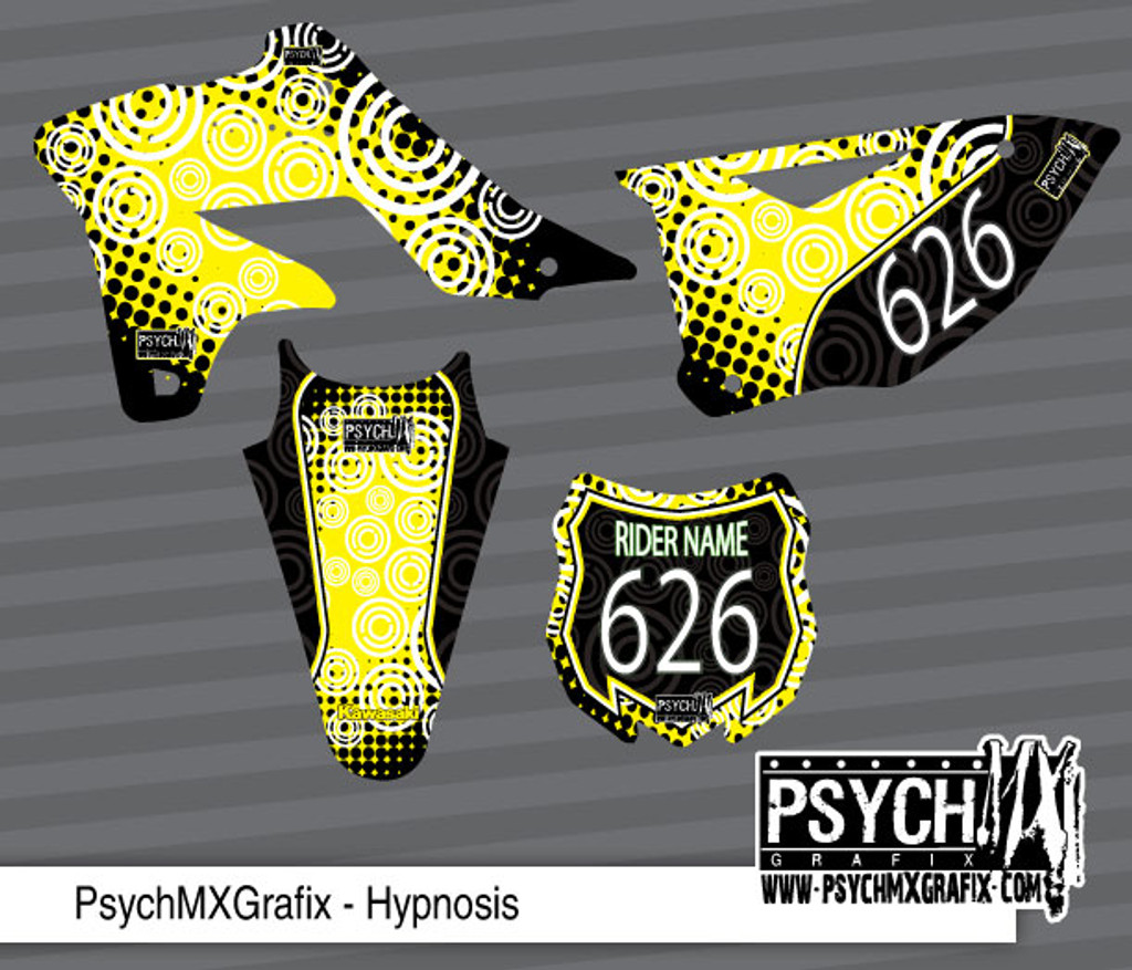 Motorcycle/Dirt Bike Graphics Stickers Set / PsychMxGrafix / Hypnosis (Suz Yellow)