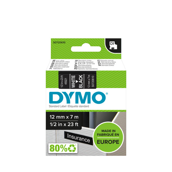 Dymo D1 Tape in 6mm, 9mm, 12mm, 19mm & 24mm in new packaging by DymoOnline