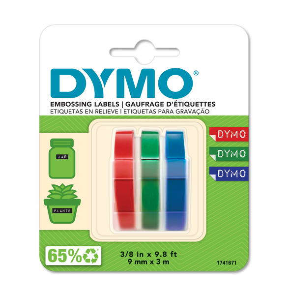 Dymo 1741671 Embossing Tape 9mmx3M Trio Colours 3 Pack