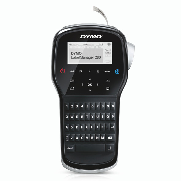 DYMO LabelManager 280 handheld label maker with QWERTY keyboard and display screen