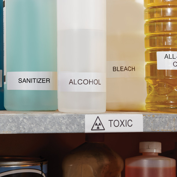 Dymo labels staying firm on alcohol or bleach containers.
