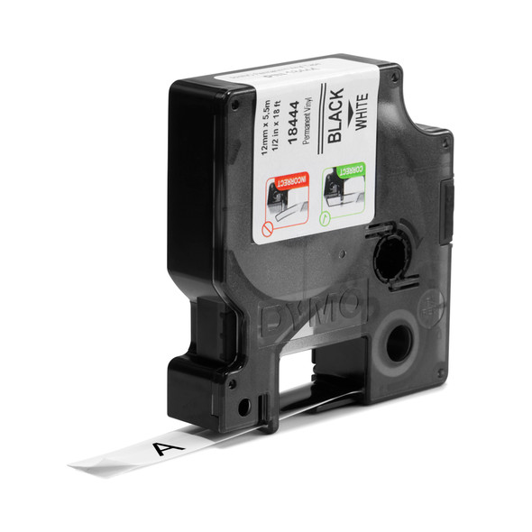 Label printer tape cartridge installed in a Dymo Rhino industrial labelling tool