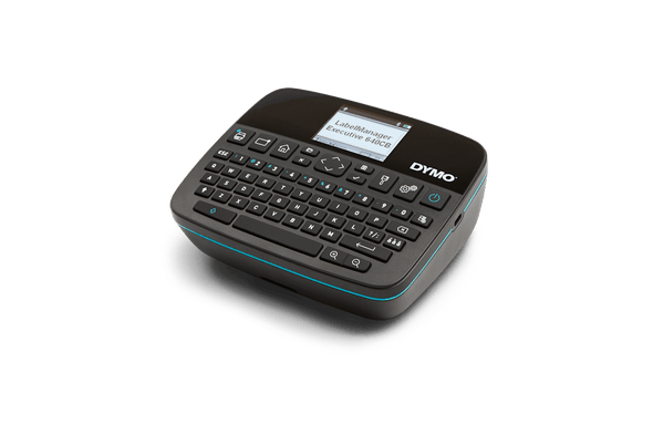 Top view of DYMO LabelManager Executive 640 CB with full QWERTY keyboard and colour screen. Top view of DYMO LabelManager Executive 640 CB with full QWERTY keyboard and colour screen.