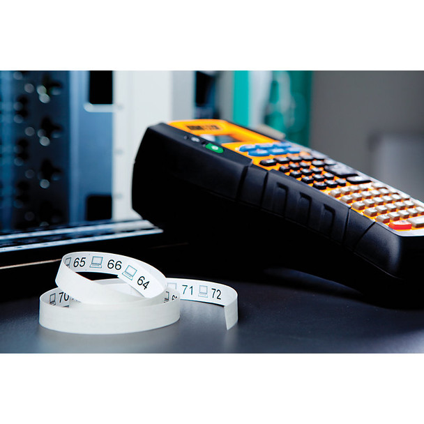 DYMO Rhino 5200 handheld labelling machine in use close up