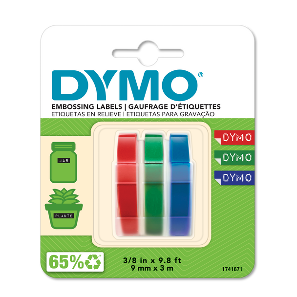 Dymo 1741671 Embossing Tape 9mmx3M Trio Colours 3 Pack