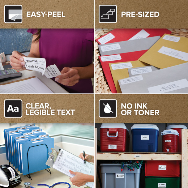 Collage of labelled parcels and shipping label uses
