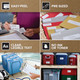 Collage of labelled parcels, envelopes and shipping label applications