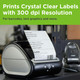 Close-up of DYMO LabelWriter 5XL printing high-resolution shipping label with 300 dpi clarity