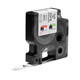 Dymo Rhino industrial flexible nylon tape cartridge installed in a handheld label maker