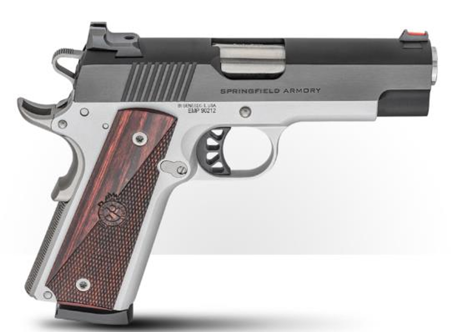 Springfield 1911 Garrison 45 Acp 5 71 Stainless Steel Frame And Slide Thin Line Wood With Double 0176