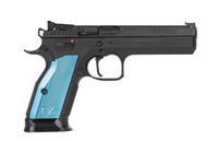 CZ Tactical Sport 2 9mm Luger 5.23" Barrel | Black Steel Aggressive Checkered Blue Aluminum Grip - 806703912202