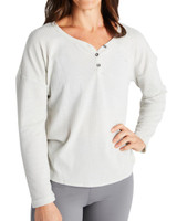 Banded Womens Leisure Waffle Long Sleeve Henley - B2200005 - 700905912131