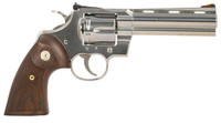 Colt Python 357 Mag/38 Special 5" 6 Shot | Stainless Steel & Walnut With Colt Medallion Grip - 098289003416