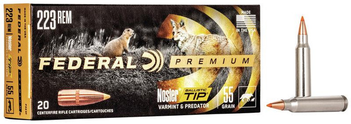 Federal Premium V-Shok 223 Rem 55 Grain NBT 20 Rounds Per Box - P223F - 029465090289