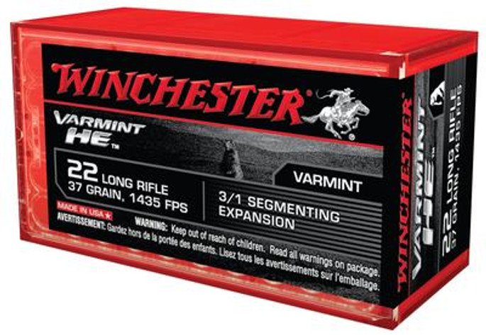 Winchester Varmint High Energy 22 LR 37 Grain 3/1 Segmenting Expansion | 50 Rounds - 020892102729