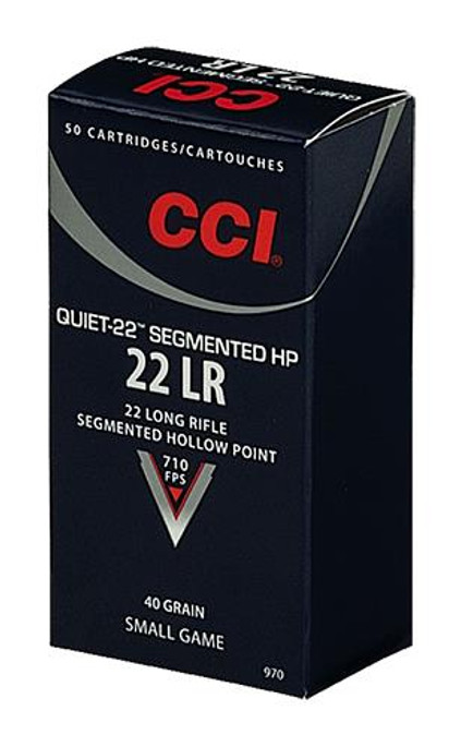 CCI Quiet-22 22LR 40 Grain Segmented Hollow Point 50 Rounds Per Box - 970 - 076683009708