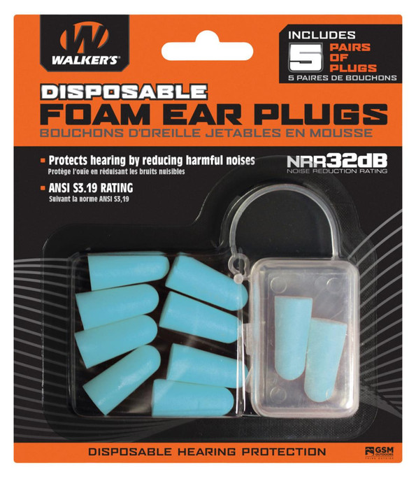 Walkers Foam Ear Plugs | 33 dB | Teal - 5 Pair - 888151019641
