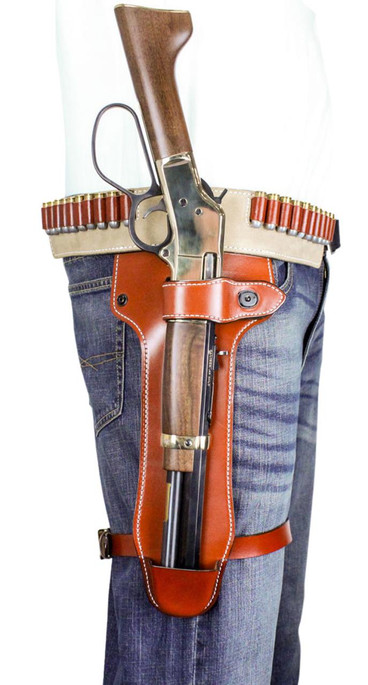 DeSantis Gunhide 181TJ02Z0 Mare's Leg Tan Saddle Leather/Steer Hide OWB Henry, Rossi, Winchester Randall or Chiappa Mare’s Leg Rifles 44/45/357 Ambidextrous Hand - 792695357926