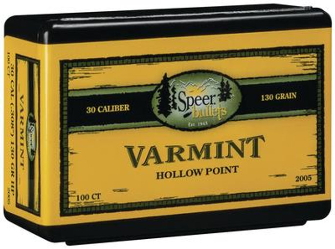 Speer Varmint .308 Diameter 130 Grain Hollow Point | 100 Rounds - 076683020055